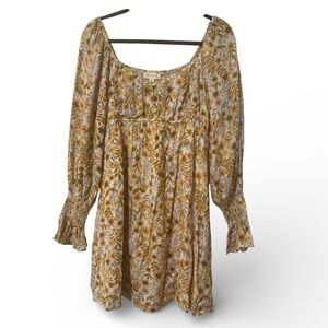 Elegant Floral Women's Tunic in Cream and Brown